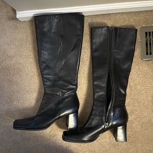 Nine West square toed black boots with 2 inch heel.